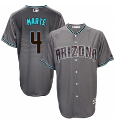 Men's Majestic Arizona Diamondbacks #4 Ketel Marte Replica Gray/Turquoise Cool Base MLB Jersey