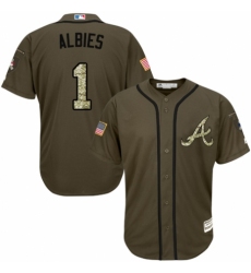 Men's Majestic Atlanta Braves #1 Ozzie Albies Authentic Green Salute to Service MLB Jersey