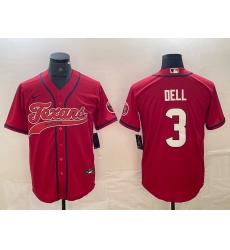 Men's Houston Texans #3 Tank Dell Red With Cool Base Stitched Baseball Jersey