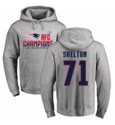 Nike New England Patriots #71 Danny Shelton Heather Gray 2017 AFC Champions Pullover Hoodie