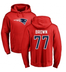 NFL Nike New England Patriots #77 Trent Brown Red Name & Number Logo Pullover Hoodie