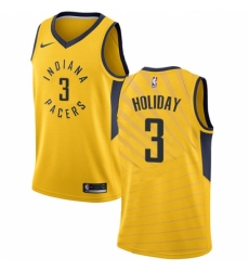 Men's Nike Indiana Pacers #3 Aaron Holiday Swingman Gold NBA Jersey Statement Edition