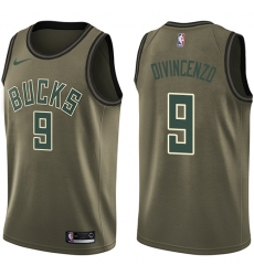 Youth Nike Milwaukee Bucks #9 Donte DiVincenzo Swingman Green Salute to Service NBA Jersey