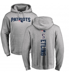 NFL Nike New England Patriots #5 Danny Etling Ash Backer Pullover Hoodie