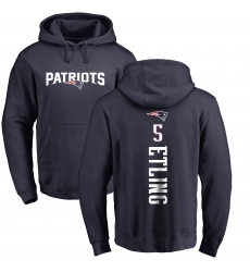 NFL Nike New England Patriots #5 Danny Etling Navy Blue Backer Pullover Hoodie