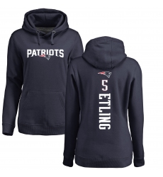 NFL Women's Nike New England Patriots #5 Danny Etling Navy Blue Backer Pullover Hoodie