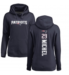 NFL Women's Nike New England Patriots #29 Sony Michel Navy Blue Backer Pullover Hoodie