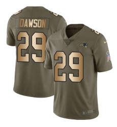 Men's Nike New England Patriots #29 Duke Dawson Limited Olive Gold 2017 Salute to Service NFL Jersey