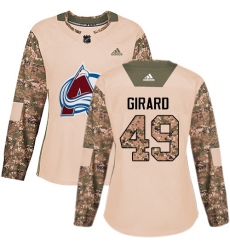 Women's Adidas Colorado Avalanche #49 Samuel Girard Authentic Camo Veterans Day Practice NHL Jersey
