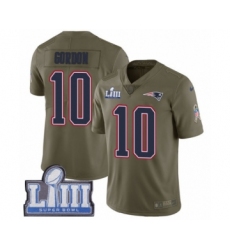 Youth Nike New England Patriots #10 Josh Gordon Limited Olive 2017 Salute to Service Super Bowl LIII Bound NFL Jersey