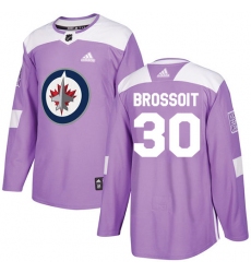 Men's Adidas Winnipeg Jets #30 Laurent Brossoit Authentic Purple Fights Cancer Practice NHL Jersey