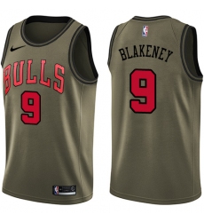 Youth Nike Chicago Bulls #9 Antonio Blakeney Swingman Green Salute to Service NBA Jersey