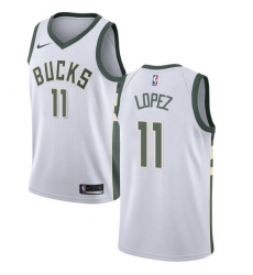 Men's Nike Milwaukee Bucks #11 Brook Lopez Swingman White NBA Jersey - Association Edition