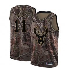 Women's Nike Milwaukee Bucks #11 Brook Lopez Swingman Camo Realtree Collection NBA Jersey