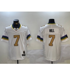 Men's New Orleans Saints #7 Taysom Hill White 2024 FUSE Vapor Limited Stitched Jersey