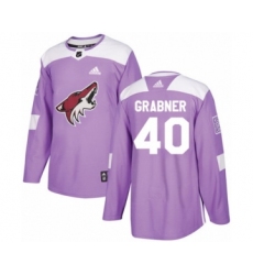 Men's Adidas Arizona Coyotes #40 Michael Grabner Authentic Purple Fights Cancer Practice NHL Jersey