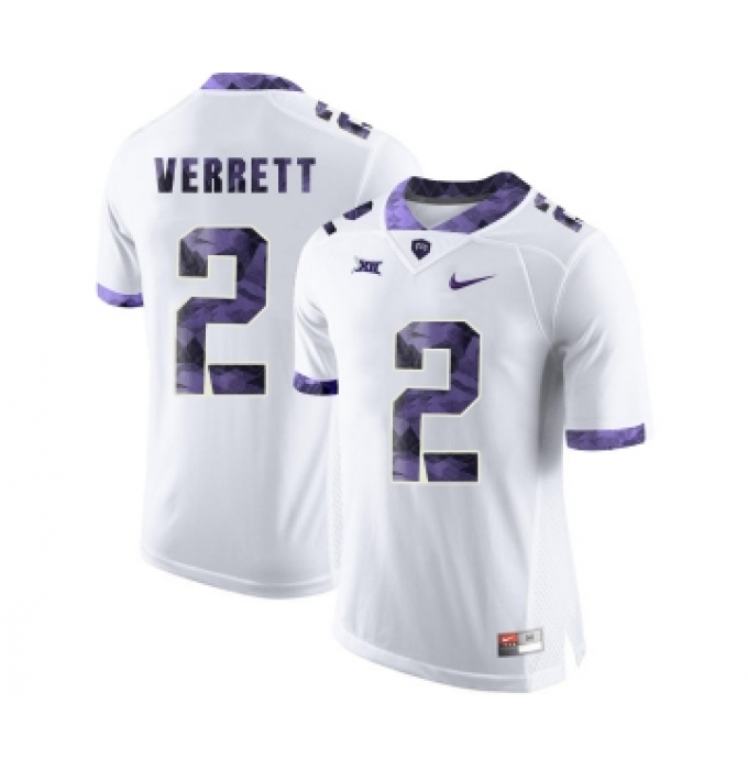 TCU Horned Frogs 2 Jason Verrett White Print College Football Limited Jersey