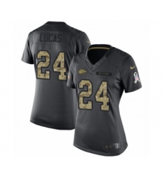 Women's Nike Kansas City Chiefs #24 Jordan Lucas Limited Black 2016 Salute to Service NFL Jersey