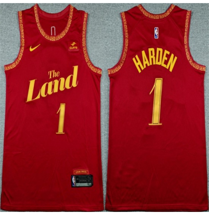 Men's Cleveland Cavaliers #1 James Harden Wine 2025-26 City Edition Stitched Jersey