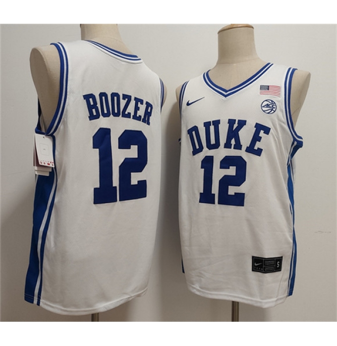 Men's Duke Blue Devils #12 Cameron Boozer White Stitched Basketball Jerseys