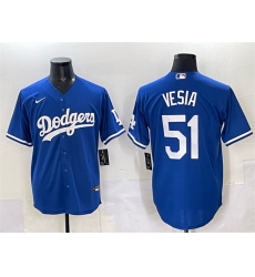 Men's Los Angeles Dodgers #51 Alex Vesia Blue Cool Base Stitched Baseball Jersey