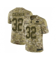 Men's San Francisco 49ers #32 Tevin Coleman Limited Camo 2018 Salute to Service Football Jersey