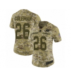 Women's San Francisco 49ers #26 Tevin Coleman Limited Camo 2018 Salute to Service Football Jersey