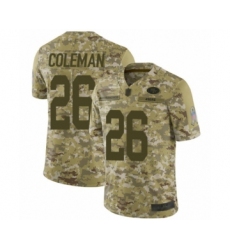 Youth San Francisco 49ers #26 Tevin Coleman Limited Camo 2018 Salute to Service Football Jersey