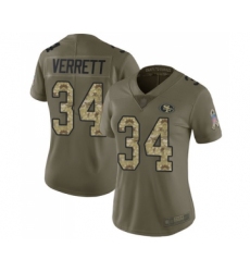 Women's San Francisco 49ers #34 Jason Verrett Limited Olive Camo 2017 Salute to Service Football Jersey