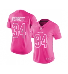 Women's San Francisco 49ers #34 Jason Verrett Limited Pink Rush Fashion Football Jersey