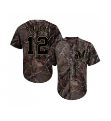 Youth Milwaukee Brewers #12 Aaron Rodgers Authentic Camo Realtree Collection Flex Base Baseball Jersey