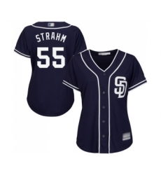 Women's San Diego Padres #55 Matt Strahm Replica Navy Blue Alternate 1 Cool Base Baseball Jersey