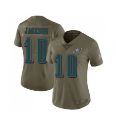 Women's Philadelphia Eagles #10 DeSean Jackson Limited Olive 2017 Salute to Service Football Jersey