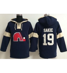 Quebec Nordiques #19 Joe Sakic Blue Pullover NHL Hoodie