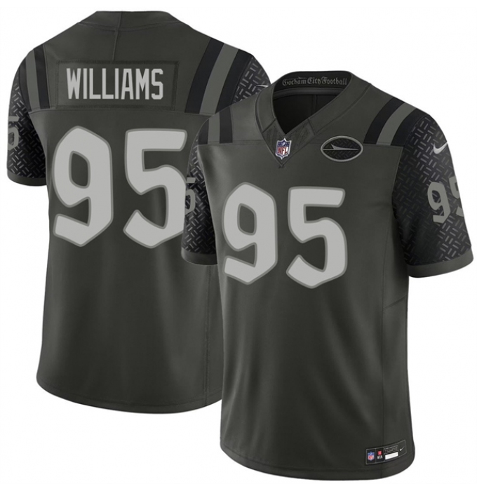Men's New York Jets #95 Quinnen Williams Black 2025 F.U.S.E. “Rivalries” Vapor Limited Football Stitched Jersey