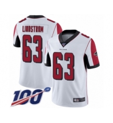 Men's Atlanta Falcons #63 Chris Lindstrom White Vapor Untouchable Limited Player 100th Season Football Jersey
