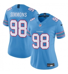 Women's Tennessee Titans #98 Jeffery Simmons Light Blue 2026 F.U.S.E. Vapor Limited Stitched Football Jersey(Run Small)