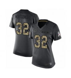 Women's Chicago Bears #32 David Montgomery Limited Black 2016 Salute to Service Football Jersey