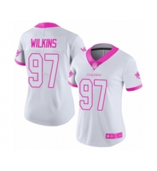 Women's Miami Dolphins #97 Christian Wilkins Limited White Pink Rush Fashion Football Jersey