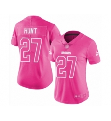 Women's Cleveland Browns #27 Kareem Hunt Limited Pink Rush Fashion Football Jersey