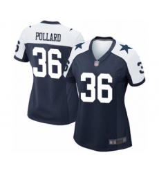 Women's Dallas Cowboys #36 Tony Pollard Game Navy Blue Throwback Alternate Football Jersey