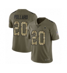 Youth Dallas Cowboys #20 Tony Pollard Limited Olive Camo 2017 Salute to Service Football Jersey