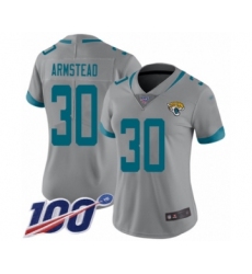 Women's Jacksonville Jaguars #30 Ryquell Armstead Silver Inverted Legend Limited 100th Season Football Jersey