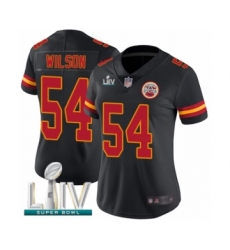 Women's Kansas City Chiefs #54 Damien Wilson Limited Black Rush Vapor Untouchable Super Bowl LIV Bound Football Jersey