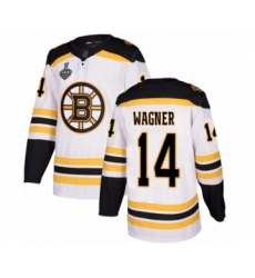 Youth Boston Bruins #14 Chris Wagner Authentic White Away 2019 Stanley Cup Final Bound Hockey Jersey