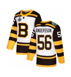 Men's Boston Bruins #56 Axel Andersson Authentic White Winter Classic 2019 Stanley Cup Final Bound Hockey Jersey