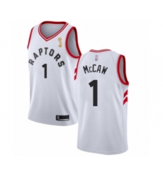 Men's Toronto Raptors #1 Patrick McCaw Swingman White 2019 Basketball Finals Champions Jersey - Association Edition
