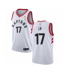 Men's Toronto Raptors #17 Jeremy Lin Swingman White 2019 Basketball Finals Champions Jersey - Association Edition