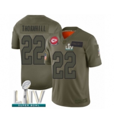 Men's Kansas City Chiefs #22 Juan Thornhill Limited Olive 2019 Salute to Service Super Bowl LIV Bound Football Jersey