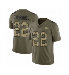 Men's Kansas City Chiefs #22 Juan Thornhill Limited Olive Camo 2017 Salute to Service Football Jersey